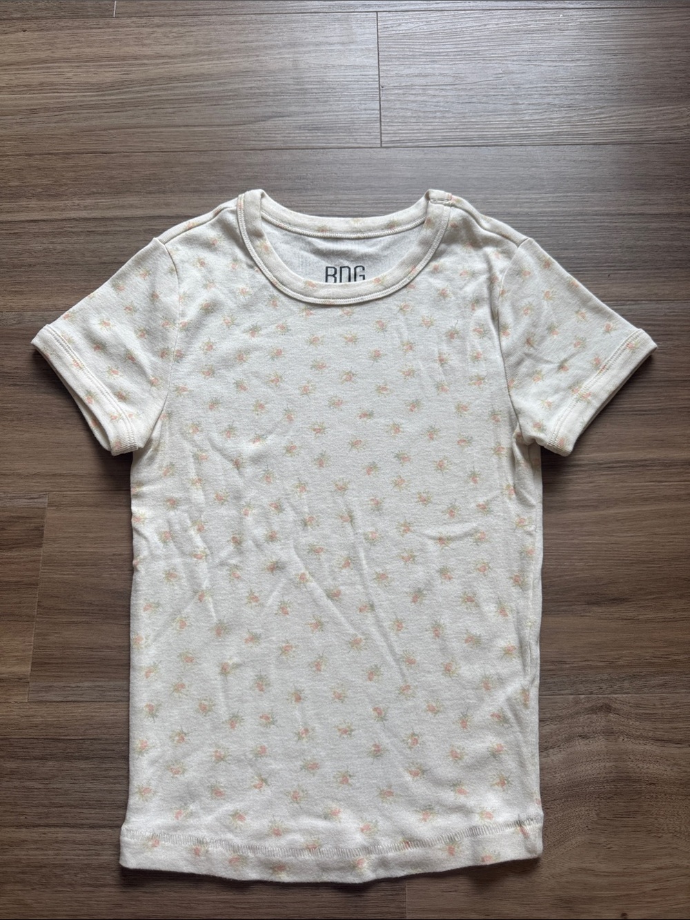 BDG Cream Soft Tee with Flowers